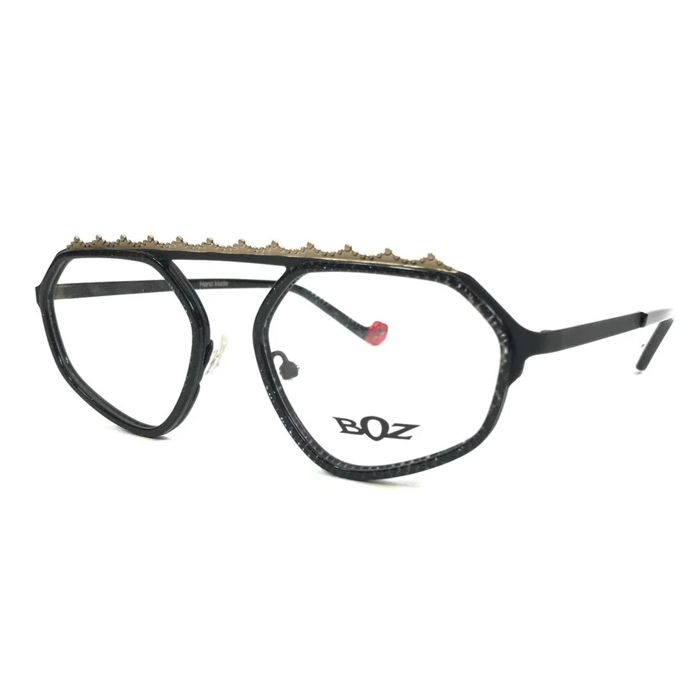 BOZ by J.F. Rey Eyeglasses Frames MICHELE 0005 Shiny Black Gray Gold 53-16-140